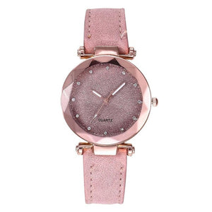 Casual Women Romantic Starry Sky Wrist Watch Leather Rhinestone Designer Ladies Clock Simple Dress Gfit  Montre Femme@50