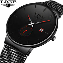 Load image into Gallery viewer, LIGE Quartz Watch Women And Men Watch Top Brand Luxury Famous Dress Fashion Watches Unisex Ultra Thin Wrist watch Para Hombre