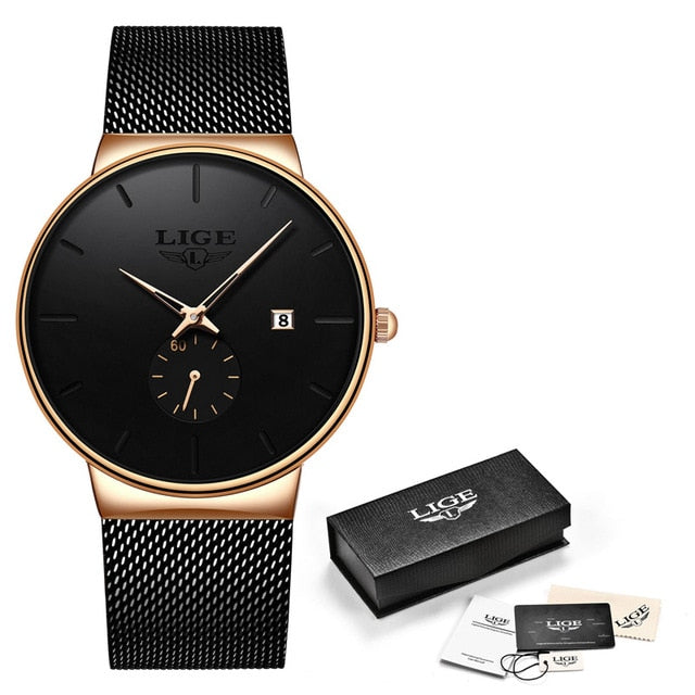 LIGE Quartz Watch Women And Men Watch Top Brand Luxury Famous Dress Fashion Watches Unisex Ultra Thin Wrist watch Para Hombre