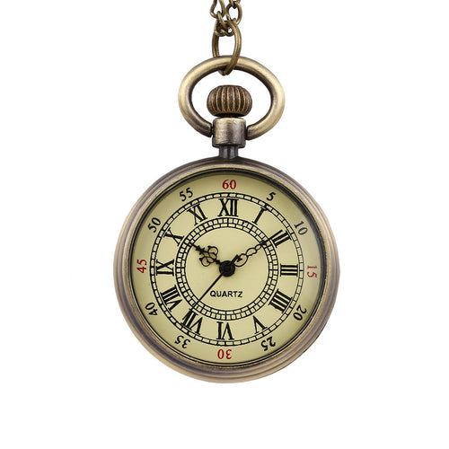 Vintage Round Dial Quartz Small Pocket Watch Classical Roman Scale Pocket watch man woman kid gift necklace clock Couple old man