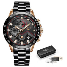 Load image into Gallery viewer, LIGE 2019 New Fashion Mens Watches with Stainless Steel Top Brand Luxury Sports Chronograph Quartz Watch Men Relogio Masculino