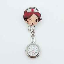 Load image into Gallery viewer, Fashion beautiful flower 3D cartoon animal girls ladies women nurse watches unisex doctor medical FOB pocket hang clip watches