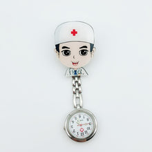 Load image into Gallery viewer, Fashion beautiful flower 3D cartoon animal girls ladies women nurse watches unisex doctor medical FOB pocket hang clip watches