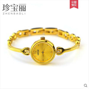 ZBL Bracelet gold watch female pure gold 999 pure gold watch chain imported quartz movement waterproof gold watch women 24k gold