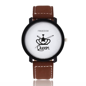 New Relogio Couples Watch King & Queen Leather Quartz Watch Mens Ladies Fashion Sport Clock Men's Watches Women's Watches Gifts