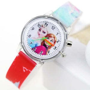 Princess Elsa Children Watches Spiderman Colorful Light Source Boys Watch Girls Kids Party Gift Clock Wrist Relogio Feminino