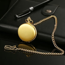 Load image into Gallery viewer, Personalized Retro Smooth Men Black Pocket Watch Silver Polish Quartz Fob Pocket Watches Pendant with Chain Custom Engraved Gift