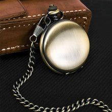 Load image into Gallery viewer, Personalized Retro Smooth Men Black Pocket Watch Silver Polish Quartz Fob Pocket Watches Pendant with Chain Custom Engraved Gift