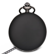 Load image into Gallery viewer, Personalized Retro Smooth Men Black Pocket Watch Silver Polish Quartz Fob Pocket Watches Pendant with Chain Custom Engraved Gift