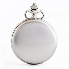 Load image into Gallery viewer, Personalized Retro Smooth Men Black Pocket Watch Silver Polish Quartz Fob Pocket Watches Pendant with Chain Custom Engraved Gift